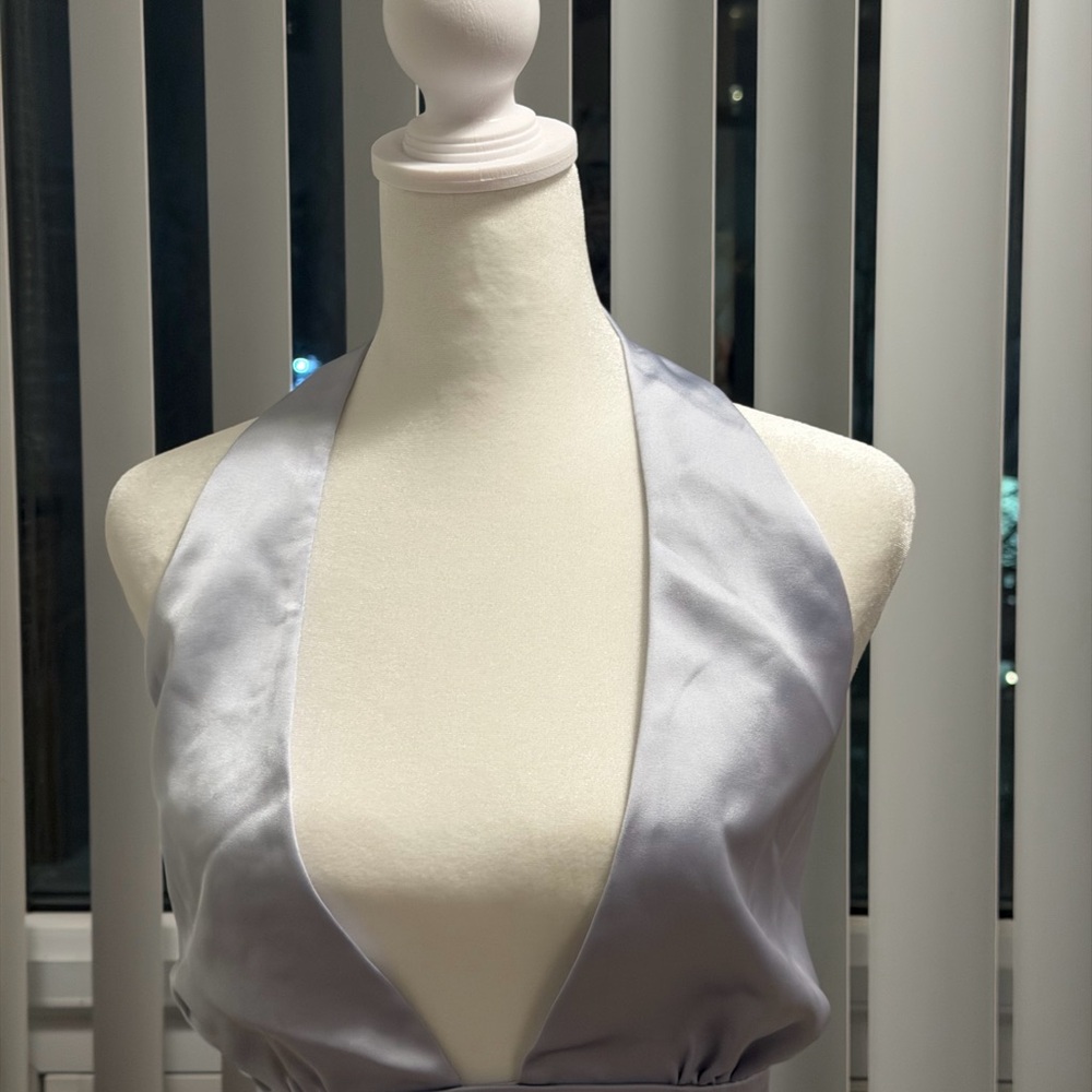 Zara Silver Satin Halter Tank Top - Picture 2 of 4